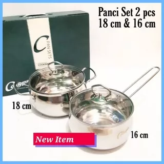 Panci Labu Set 2 in 1 Stainless / Panci set Sauce Pan + Soup pot