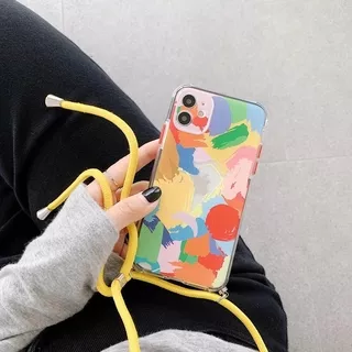 Colorful printed art style case with rope For iPhone 12 11 Pro Max XS MAX X XR 6 6S 8 7 Plus