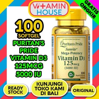 Puritan Vitamin D3 5000 IU -100 softgel  PURITAN`S PRIDE USA puritans import
