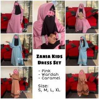 Erwina Gallery Gamis ZANIA KIDS DRESS SET Khimar Jilbab Syari Anak