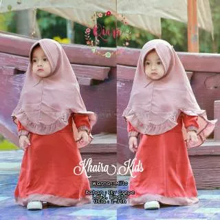 Gamis Syar`i Khaira Kids by Qiara/ Dress Anak Cantik Lucu Kekinian Bahan Crepe Halus Nyaman Dipakai