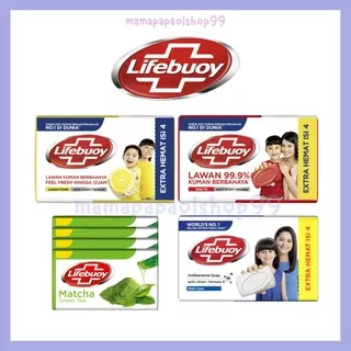 Lifebuoy Sabun Mandi Batang Mild Care, Fresh Lemon, Total 10, Matcha 110g isi 4pcs - Sabun Antibakteri