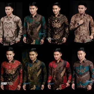 Batik Pria Lengan Panjang BATIK NAKULA HRB026 NEW motif KERATONAN Kode 002 size M L XL XXL Reguler