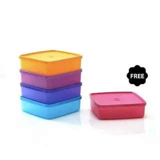 Tupperware Large Square Away 1 set isi 4 pcs Free 1 pcs