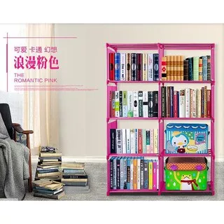 Rak Lemari Buku Portable 2 Sisi Mudah Bongkar Pasang Kotak Box Serbaguna Interior Furniture