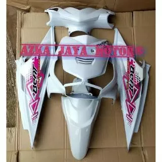 Cover Body Halus Honda Beat Lama Karbu Putih strip pink 2011