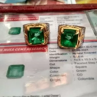 ( Promo ) Zamrud Colombia kuwalitas CO Asli Cincin Perak Batu Permata Cincin Pria Elegan