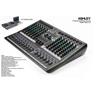 Mixer Ashley Macro12 Macro 12 channel Efek Digital USB Soundcard Recording PC ORIGINAL TERBAIK