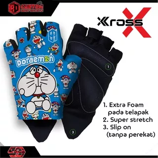 Sarung Tangan Motor  Dan Sepeda Custom Full Finger Doraemon 036