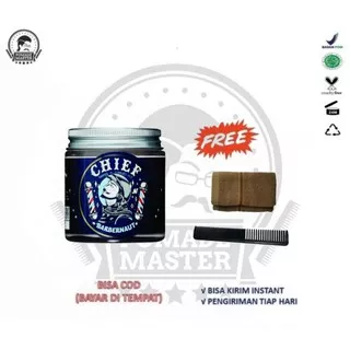 Chief Space Clay Barbernaut Pomade 4.2oz | Free Sisir Carbon 19cm | Handuk Muka, Stiker Chief