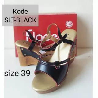 SANDAL WANITA WEDGES FLADEO HITAM ORI