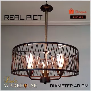 Lampu gantung MODERN INDUSTRIAL IRON CAGE 3 ARMS pendant light