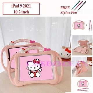iPad 9 10.2 2021 Softcase Soft Case Casing Cover Children  Anak Kids Hello Kitty Hellokitty Helokiti Standing Stand Lucu Cute