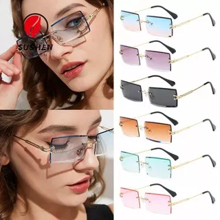 SUSHEN Summer Fashion Sunglasses UV400 Square Sunglasses Rectangle Sun Glasses Rimless Summer Eyewear 2020 Trendy Women and Men Shades