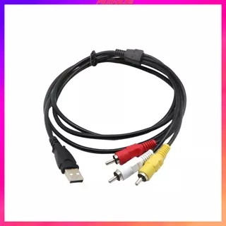 (Predolo2) Kabel Adapter Usb Male To 3 Rca Av Audio Video Panjang 1.5m Untuk Tv Hdtv Dvd 1080p