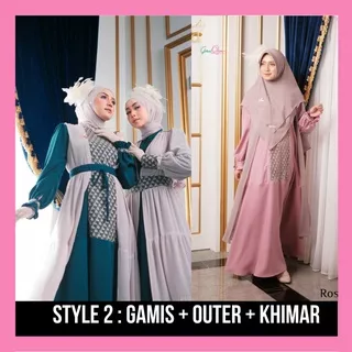 Style 2 Gamis Outer Khimar Ceruty Lady Dhara by Aden Hijab Dress Renda Brokat Busui
