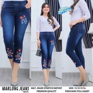 READY STOK//MARLONG JEANS APLIKASI BORDIR MOTIF BUNGA