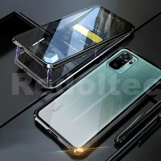 Case Redmi Note 10 / Redmi Note 10 Pro Full Cover HP Double Tempered Glass 360° Magnetik kaca 2 Sisi Depan+Belakang Magnet Phone Casing