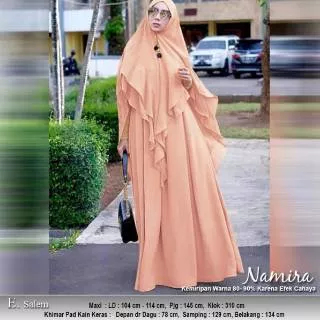 Mira Syari Ld114 gamis Maxi dress polos jumbo fit M to XXXL + jilbab Khimar Pad