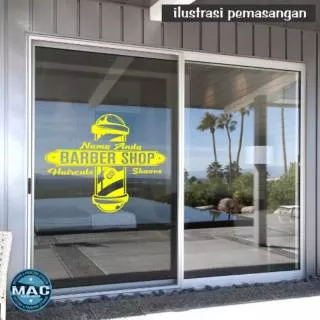 STICKER STIKER BARBER SHOP  CUTTING STICKER KACA POTONG RAMBUT MANTUL