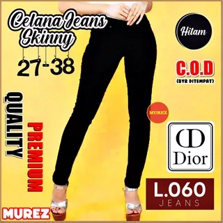 CELANA JEANS WANITA LOGO HITAM PREMIUM TERLARIS COD BYR DI TEMPAT - SKINNY / PENCIL  SIZE 27 - 38