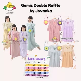 GAMIS DOUBLE RUFFLE JOVANKA gamis anak free tas GAMIS PASTEL ANAK gamis kaos anak DRESS KAOS ANAK