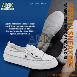 Sepatu kets Wanita Cewek Remaja Sneakers Putih Casual slip on Import Shoes Sapatu Sepatu spatu srpatu swpatu Putih Cewek Perempuan Wanita Remaja Sneakers Sneaker casual kets Sports import Import keren sporty murah Jalan jalan original