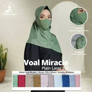 Jilbab Hijab Kerudung Segiempat Voal Miracle Plain Mask Polos Lasercut Umama