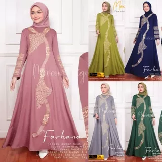 Gamis Syari Terbaru Gamis Farhana Bordir Super Jumbo Bahan Jersey L LD 130 Panjang 140