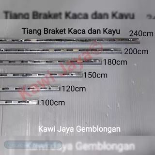 Tiang Braket Kaca Kayu Rak Display Wallshelf Bracket