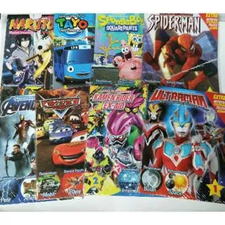 Buku Anak Laki / majalah aktivitas  6Buku Ultraman Cars Spiderman Avengers dkk Campur
