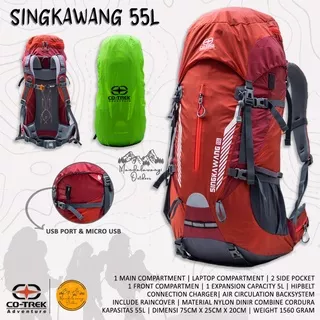 TAS CARRIER RANSEL GUNUNG CO TREK SINGKAWANG 55 LITER + RAINCOVER CARRIER MELABOUH 60L DAN CARRIER SELAYAR 70L TAS CARRIER GUNUNG PENDAKI ADVENTURE