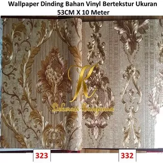 Wallpaper Dinding klasik Gold Murah Vinyl Premium Motif Batik Bunga Tekstur Timbul Mewah Elegan