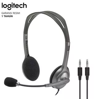 Logitech Original H110 Stereo Headset colokkan 2 Aux (Audio & Mic) Plug & Play - Hitam