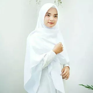 JILBAB SEGI EMPAT SYARI WARNA PUTIH UNTUK SEKOLAH / HIJAB PONDOK PESANTREN UKURAN LEBAR 150CM DAN 130CM