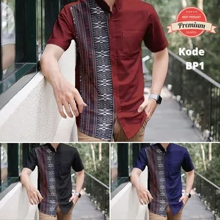 Kemeja Batik Batak Pria | Batik Etnik Pria Motif Ulos Merah BP1