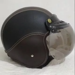 Helm anak pilot hitam coklat - helm bogo - helm anak