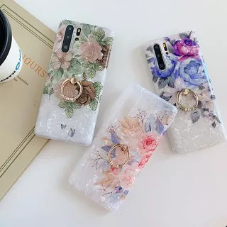 Casing For Samsung Galaxy S21 Ultra S21 Plus S20 Ultra S20 Plus Note 20 Ultra Note 10 Plus Note 9 Note 8 S10 Plus S10 5G S10e S9 Plus S8 Plus Ring Stand Shell Pattern Purple Flower Soft Case Cover