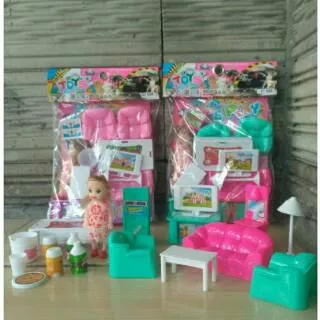 Mainan Anak lats play Sweet ice cream Beauty Furniture happy kitchen set Boneka Barbie murah