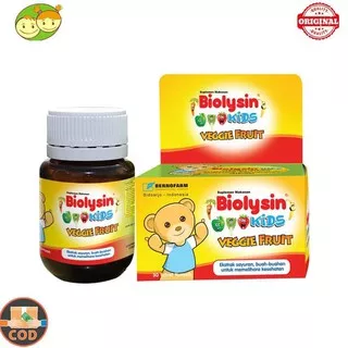 Biolysin Kids Veggie Fruit Vitamin C Anak Plus Zinc (Orange) 30 Tablet