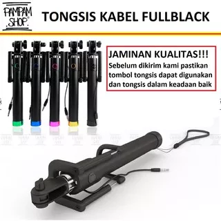 Tongsis Kabel Fullblack Full Black Selfie Stick Handphone Holder U Hitam Tongkat Narsis