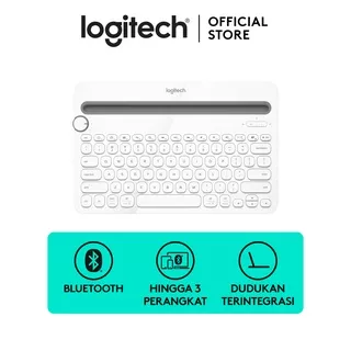 Logitech K480 Keyboard Wireless Bluetooth Portable Multi-Device untuk Windows, Mac, Android, iOS, Apple, iPad, iPhone - White