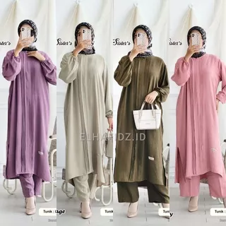 Hijab Sisters Devia One Set Jumbo Crinkle Motif Polos / Setelan Muslim Wanita LD 120 / Long Tunik Busui