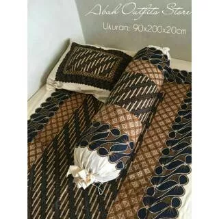 SPREI BATIK SOGAN COKLAT PUTIH 90X200X20 BATIK CAP PEKALONGAN MOTIF PARANG SINGLE SIZE BED MURAH UNI