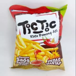 NEW VARIANT TIC TIC MERAH CRUNCHY STICK 25 gr RASA BAWANG ASLI DENGAN SAOS SAMBAL COLEK PEDAS