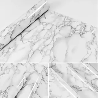 Wallpaper Dinding Marmer Putih 10 meter X 45cm