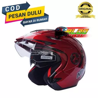 HELM NHK AVIATOR SOLID MAROON METALIC HELM NHK HALF FACE HELM NHK TERBARU HELM TERLARIS