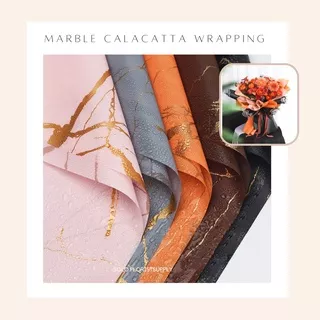 WRAPPING PAPER MARBLE CALACATTA GOLD Flower Wrapping Paper Golden Marble Cellophane Kertas Buket Motif Marmer Emas Bunga