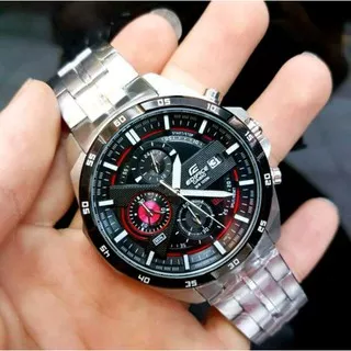 Jam Casio Edifice EFR 556DB - 1AV Stainless SIlver Dial BlackRed