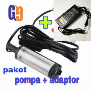 Pompa air celup mini diesel 38mm plus adaptor 12v 5A